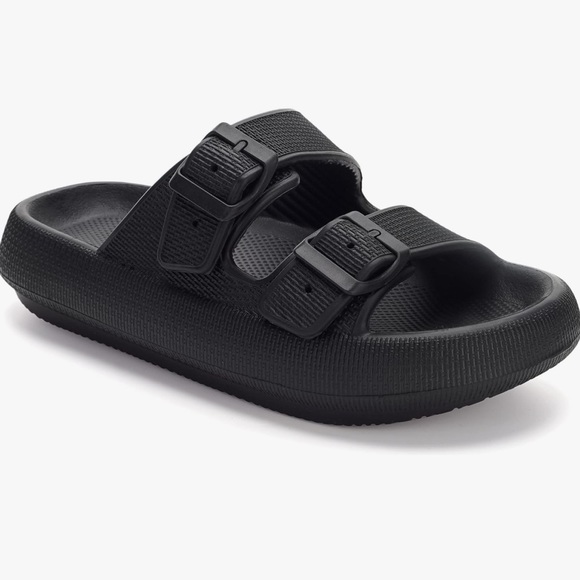 Slides for Women/ Men Double Buckle Adjustable Thick Sole Pillow Slippers - Picture 2 of 6